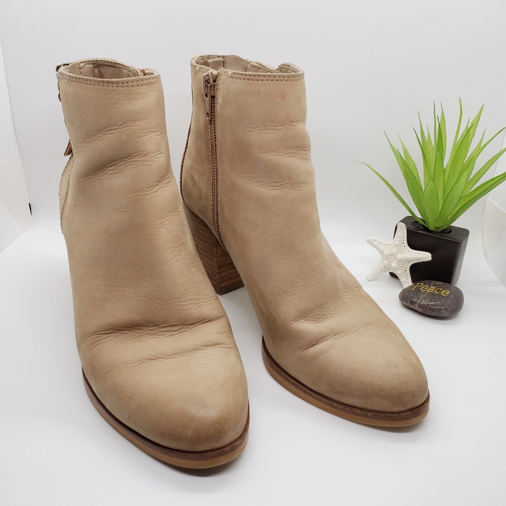 Aldo Mathia Ankle Zip Block Boots Beige Size 6.5